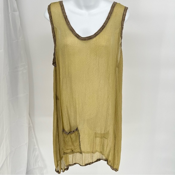 Cynthia Ashby Womens Sheer Green Silk Tulle Dress Size S Sleeveless Pockets - Picture 1 of 10